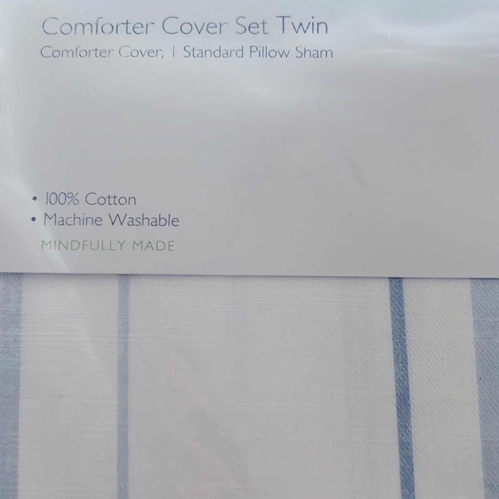 Sky Bristol Stripe Duvet Cover Set, Twin New w/Tag $230 - SOLD OUT