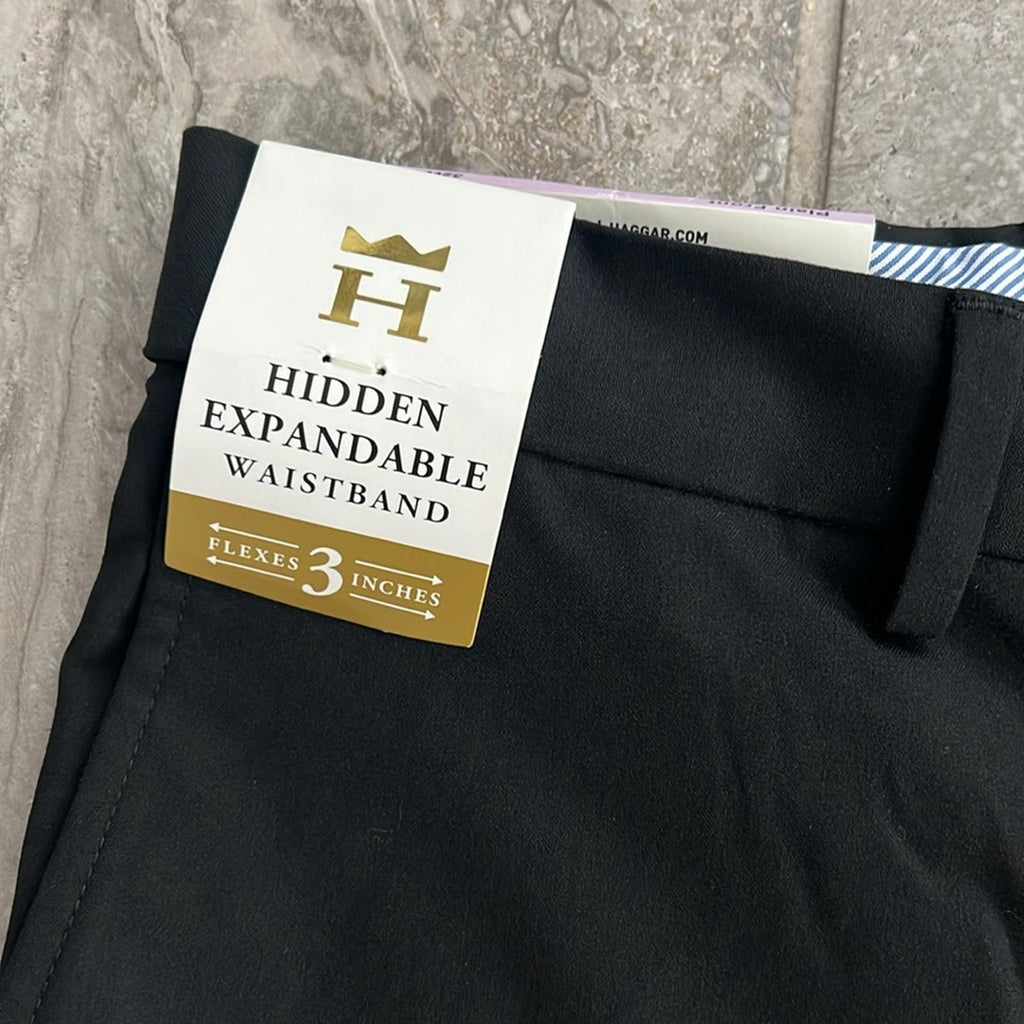 J.M. Haggar Premium Stretch Suit Pant - Flat Front, Black Size 32W 32L New w/Tag