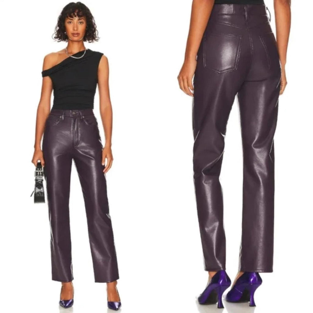 Agolde 90s Pinch Waist High Rise Straight Recycled Leather Jeans, NWT, Size 27