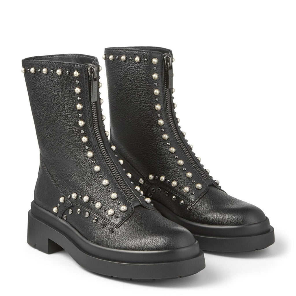 Jimmy Choo Nola Embellished Ankle Boots in Black Size 37.5 New + DustBag $1395