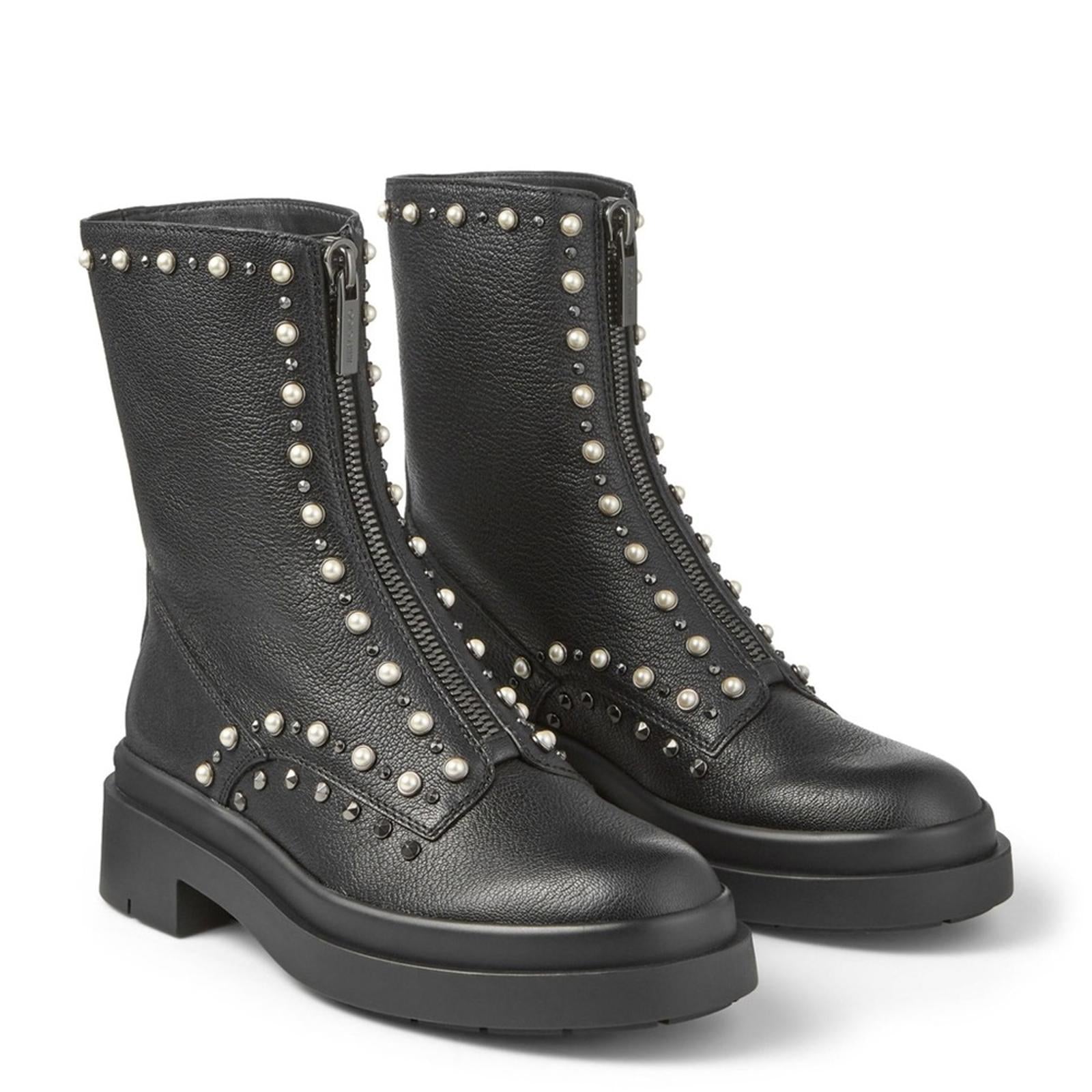 Jimmy Choo Nola Embellished Ankle Boots in Black Size 37.5 New + DustBag $1395