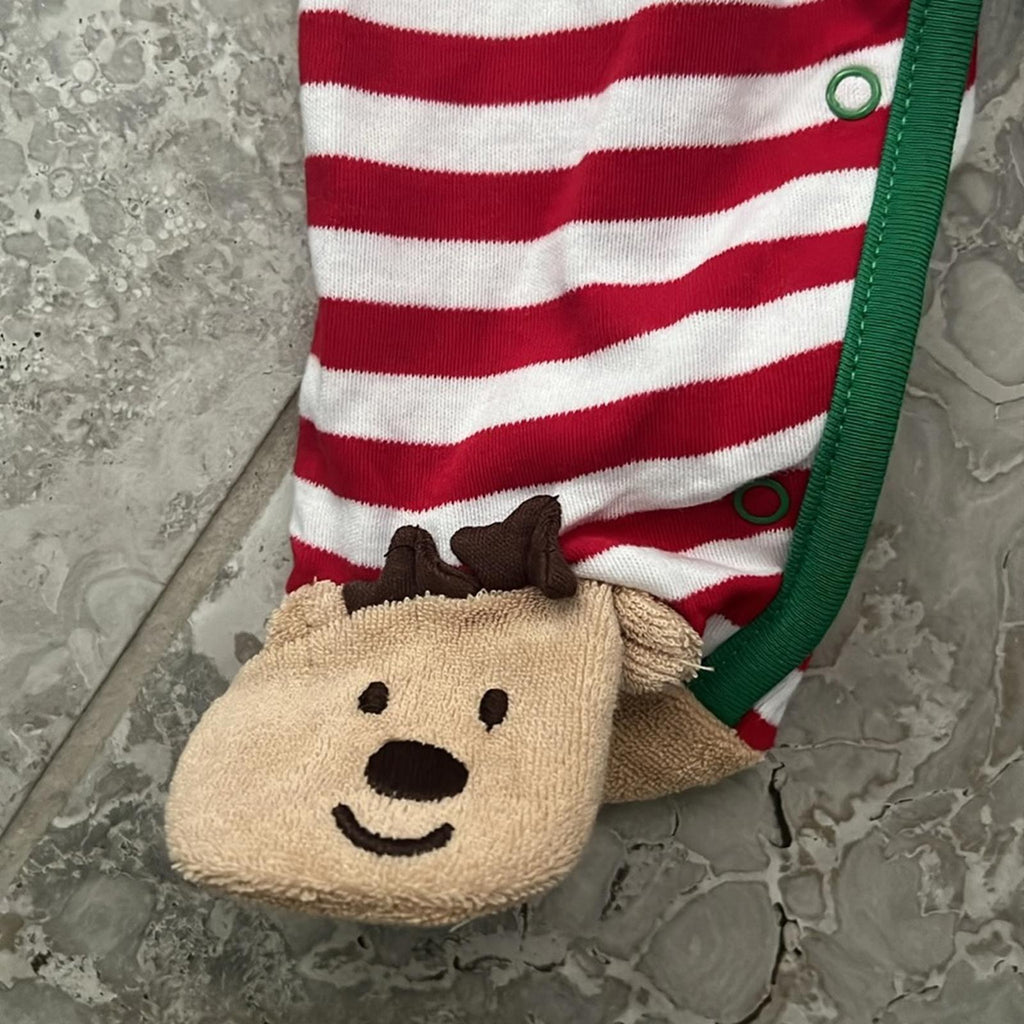 Little Me Boys' Reindeer Stripe One Piece Footie - Baby Size 3 Months New w/Tag