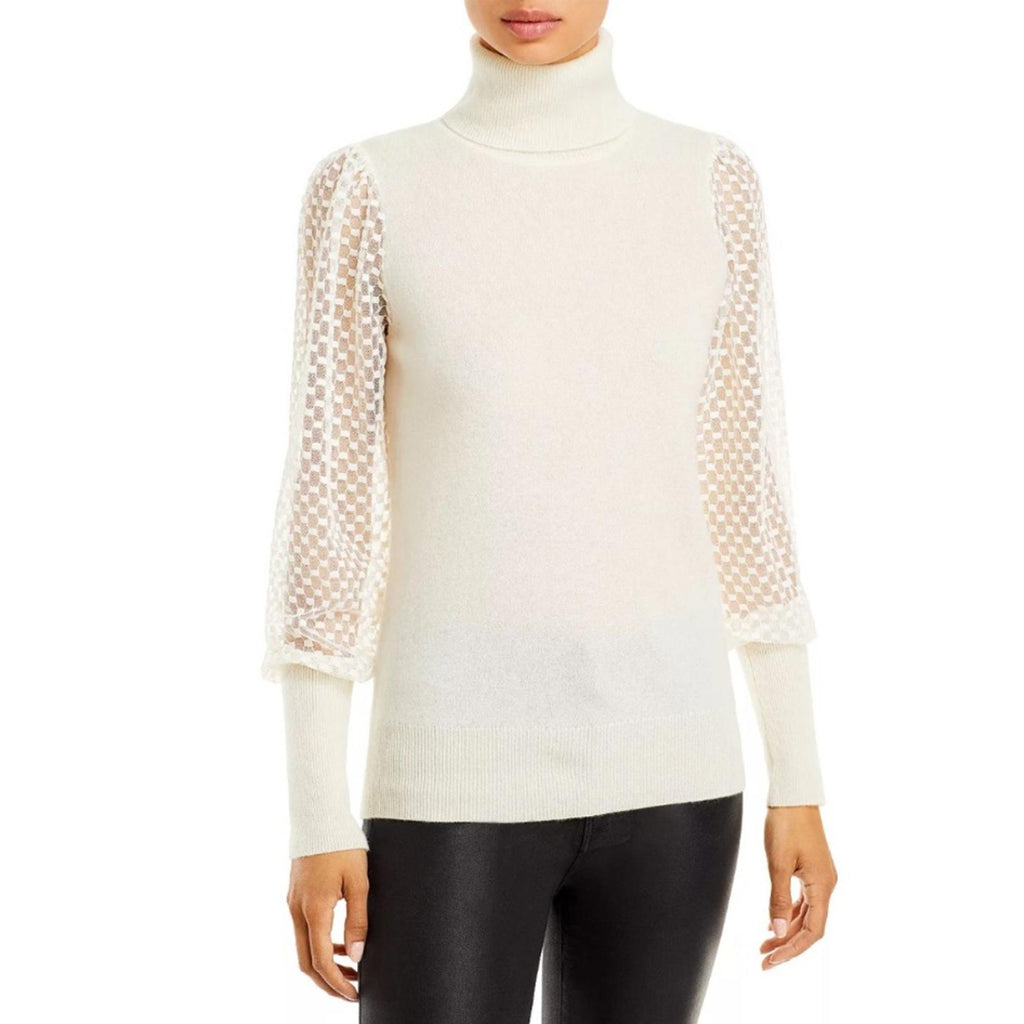 Cashmere Mesh Sleeve Turtleneck Sweater from C by Bloomingdale's Size XL NWT