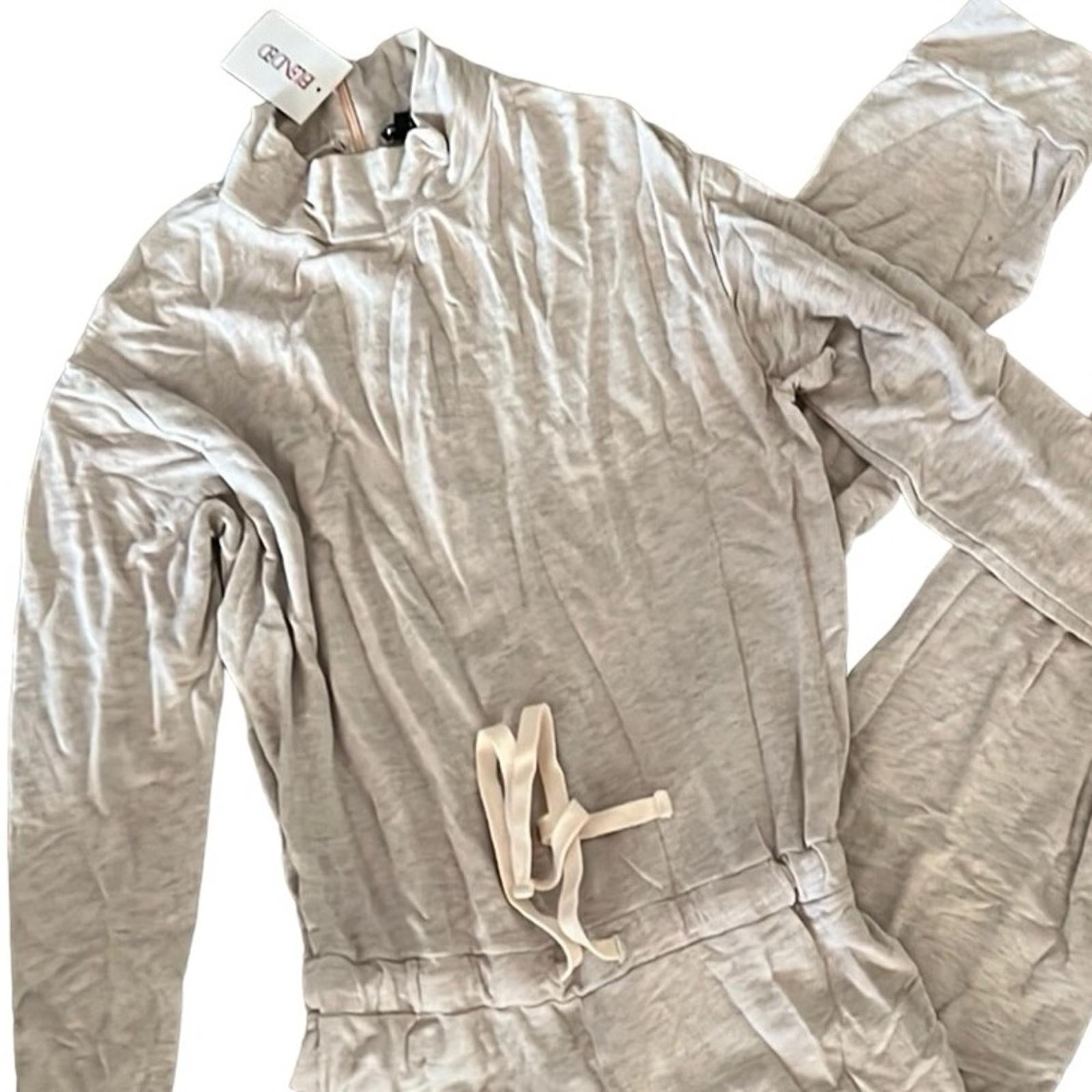 MONROW Beige Supersoft Cowl Cuff Jumpsuit, Size M New w/Tag $198