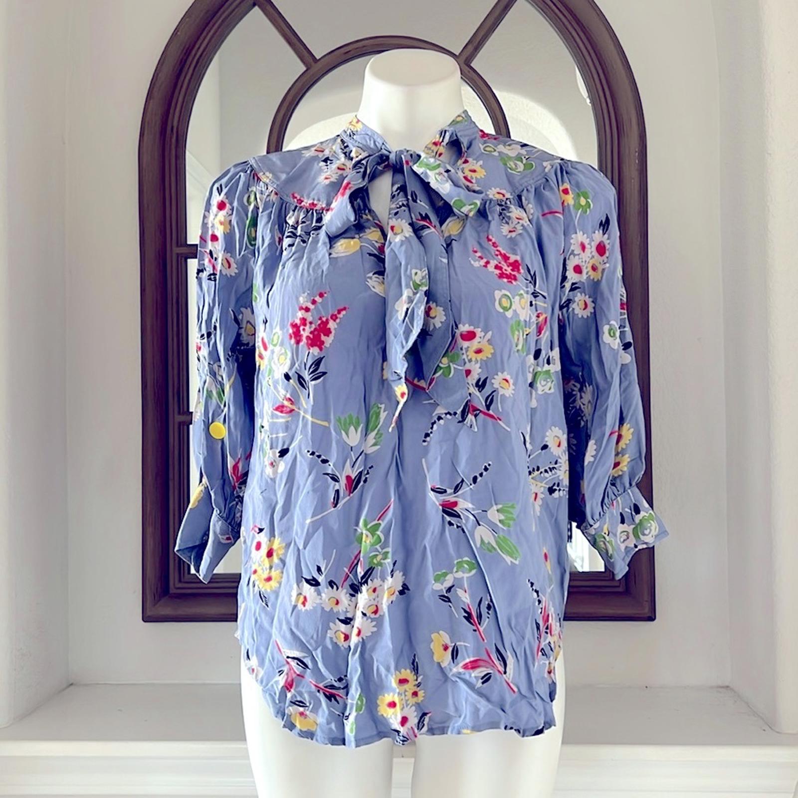 Polo Ralph Lauren Floral Neck Tie Blouse Size XS EXCELLENT!