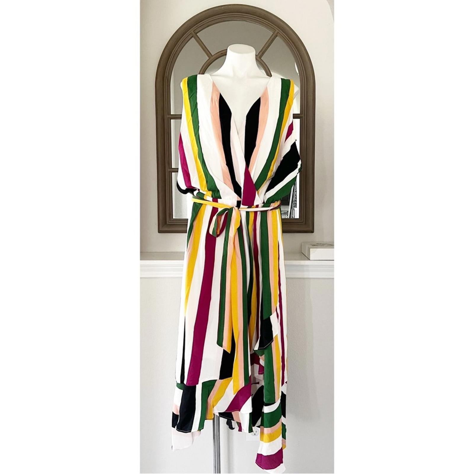 Lane Bryant Striped Faux Wrap Maxi Dress, Multi Plus Size 26 New w/Tag