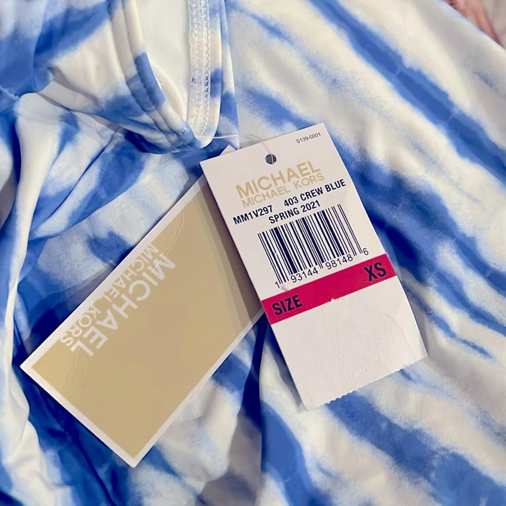 Michael Kors Crew Tie Dye Daydream Blouson Tankini Swim Top, NWT, Size XS $106