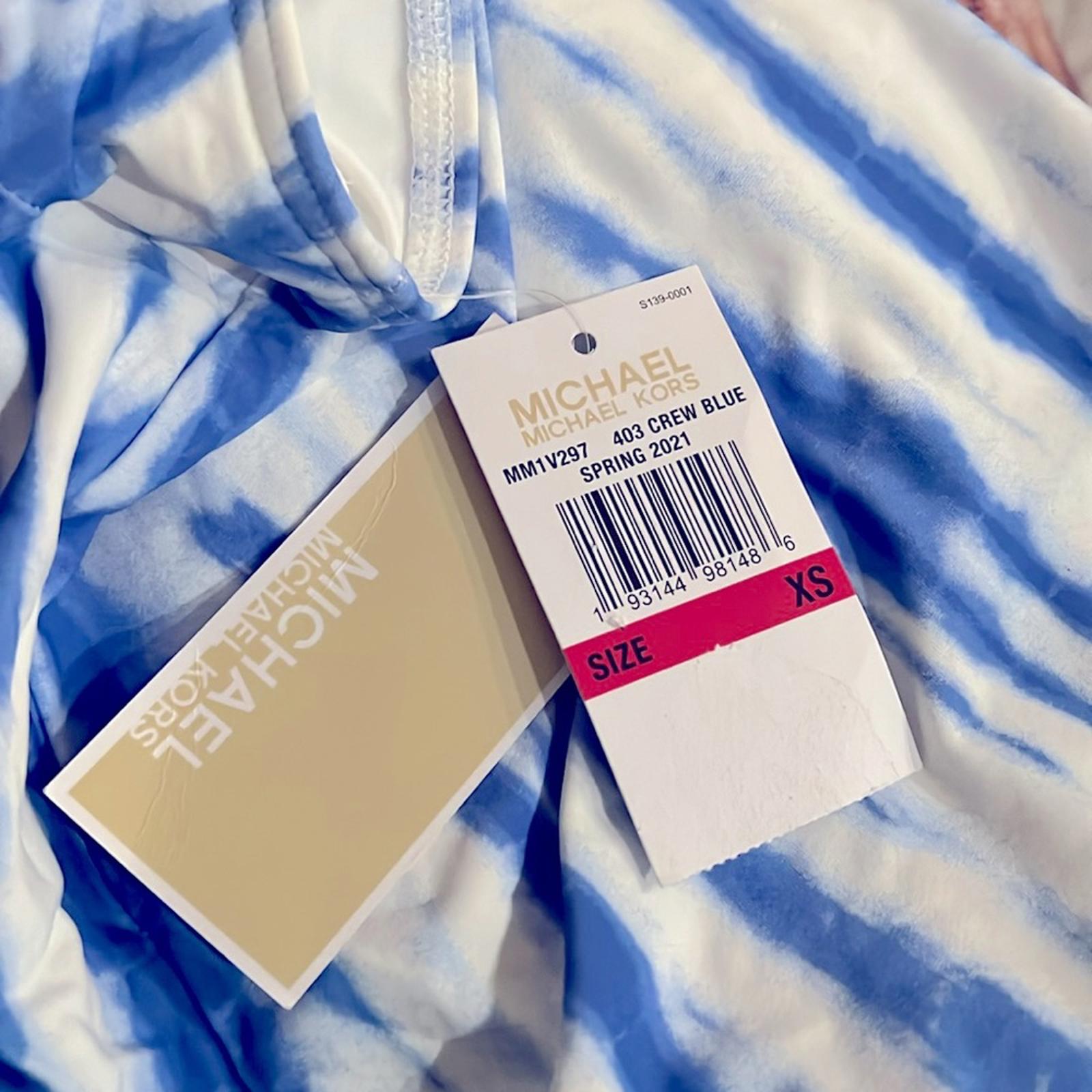 Michael Kors Crew Tie Dye Daydream Blouson Tankini Swim Top, NWT, Size XS $106