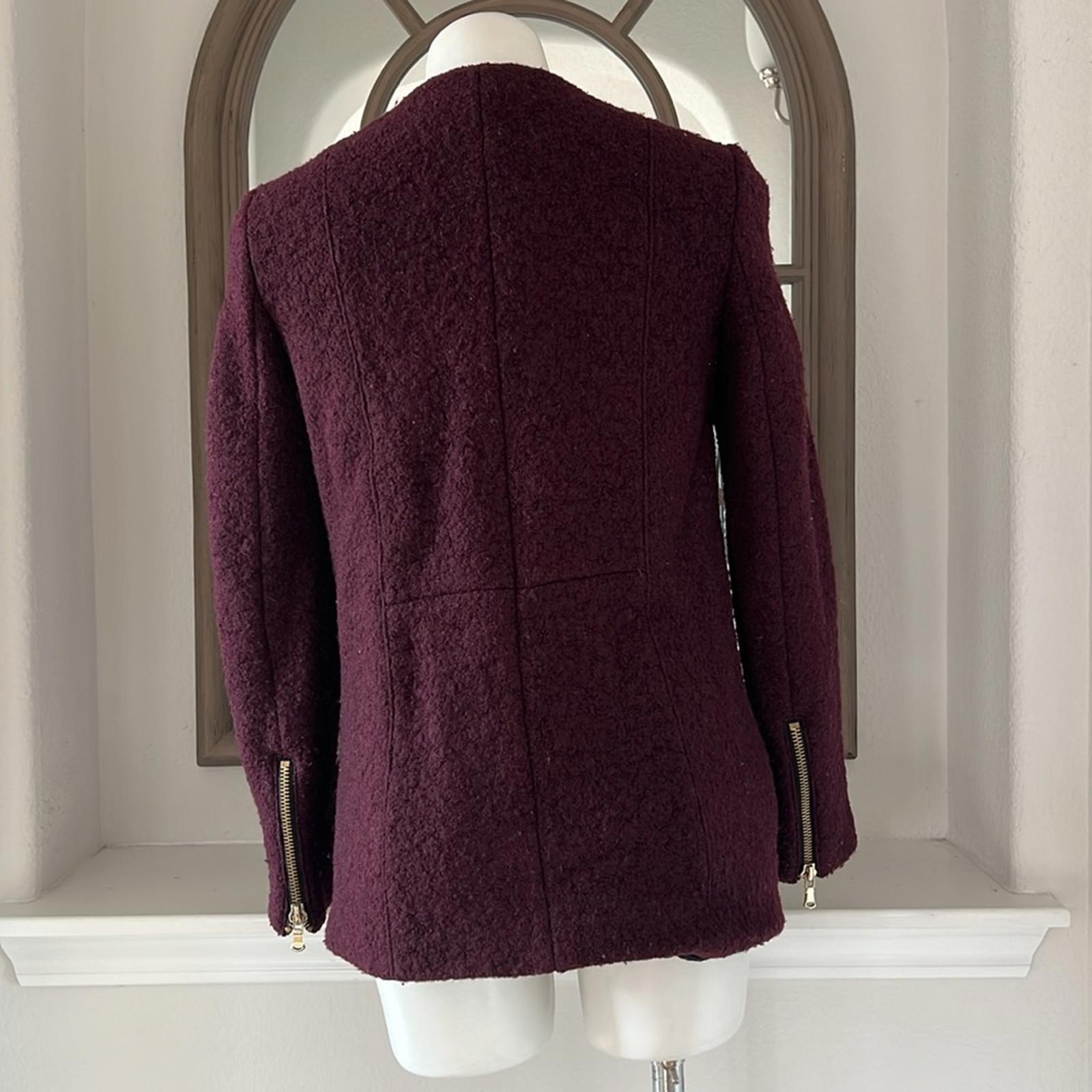 Zara Wool-blend Coat Burgundy Jacket, Size S EXCELLENT!