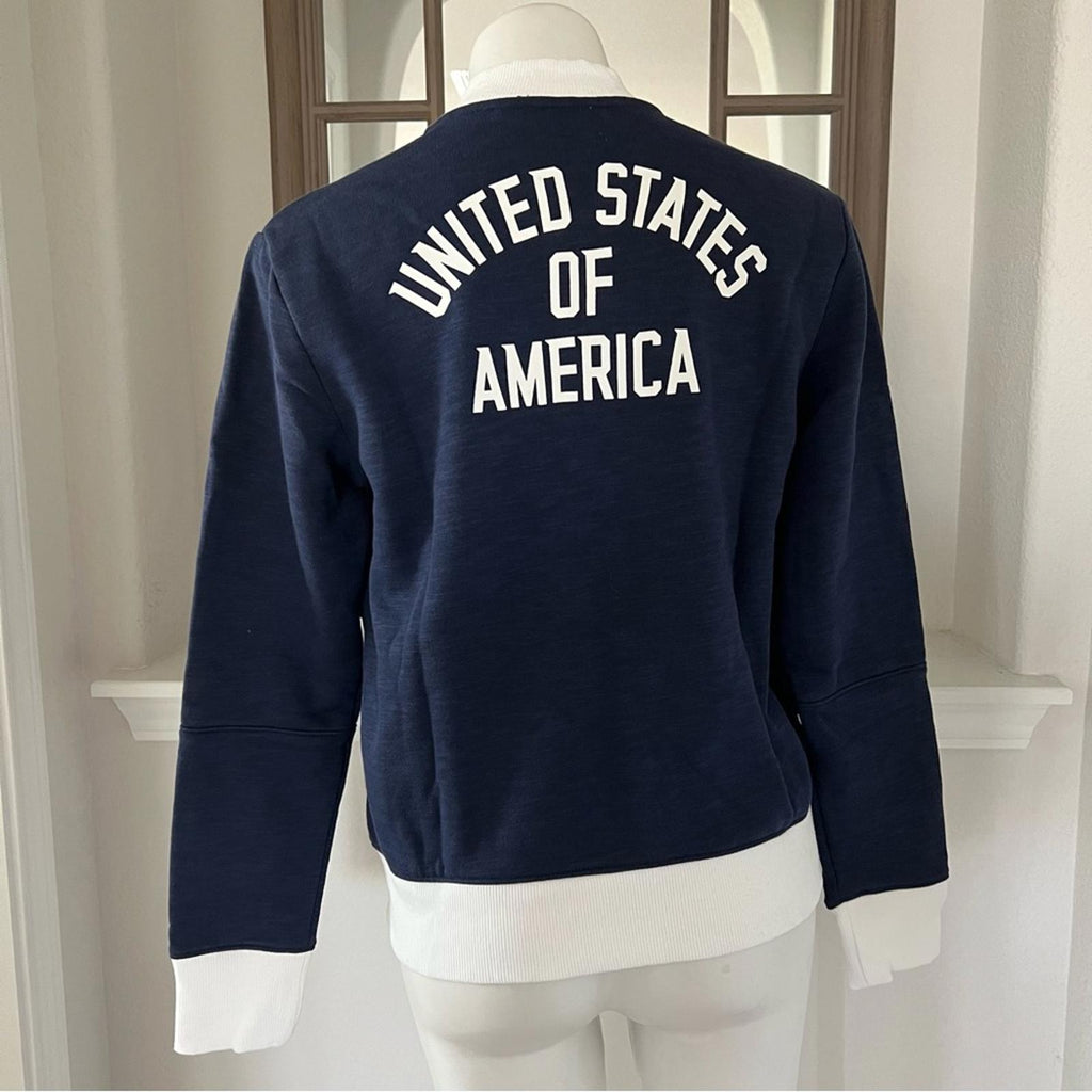 Under Armour Team USA Bomber Jacket Zip Sweatshirt Patriotic Navy Size M NWT