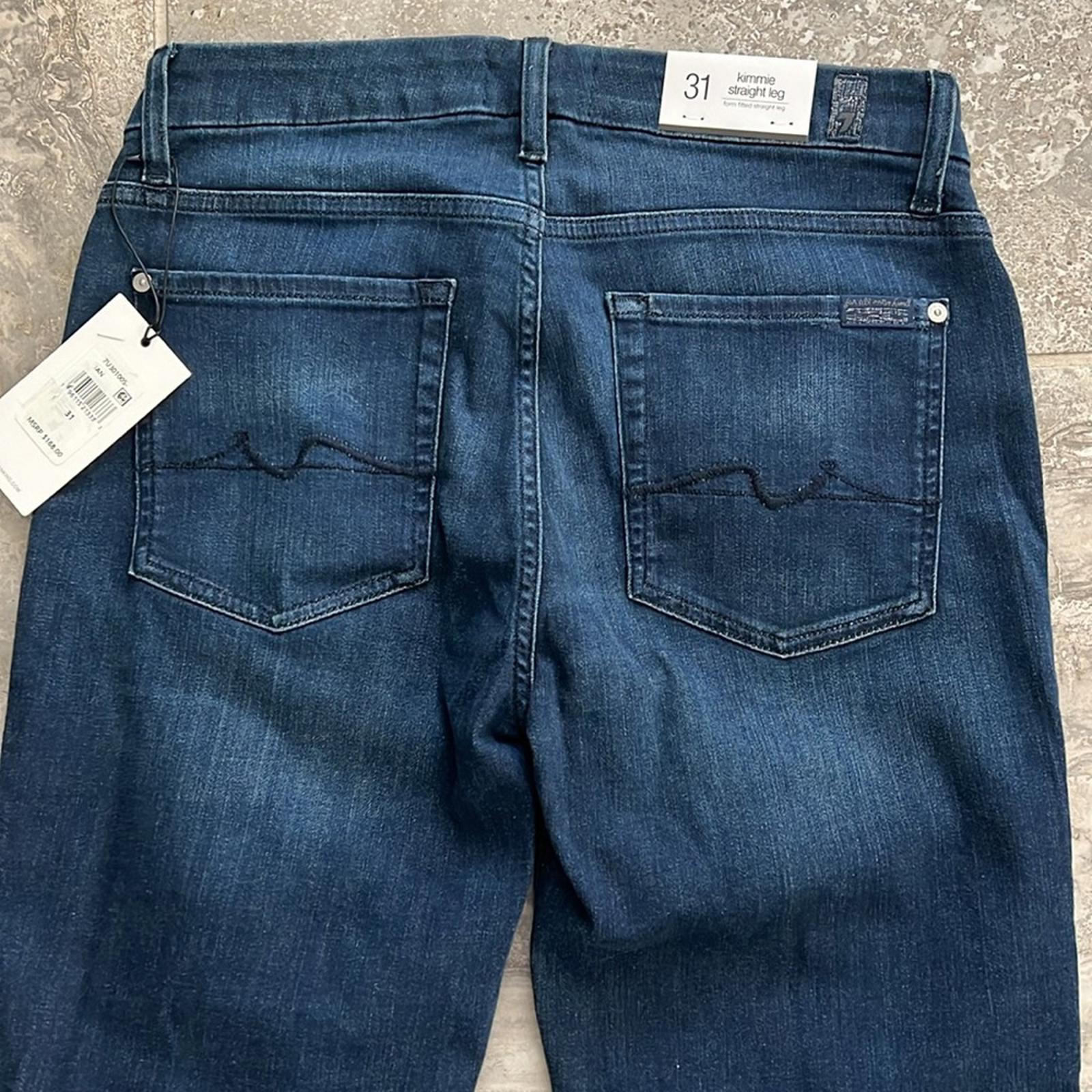 7 For All Mankind Kimmie Mid Rise Slim Straight Jeans in Dian, Size 31 NWT