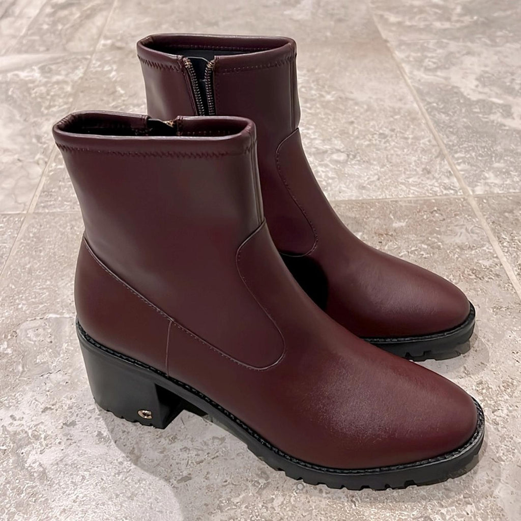Coach Joy Lug-Sole Booties in Dark Cranberry, Size 11 New in Box $250