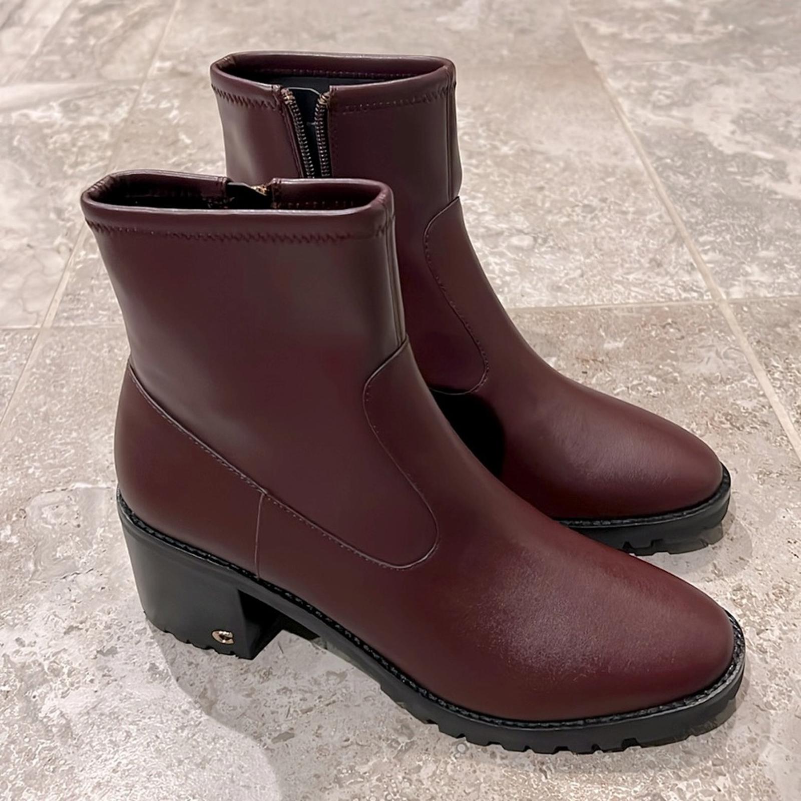 Coach Joy Lug-Sole Booties in Dark Cranberry, Size 11 New in Box $250