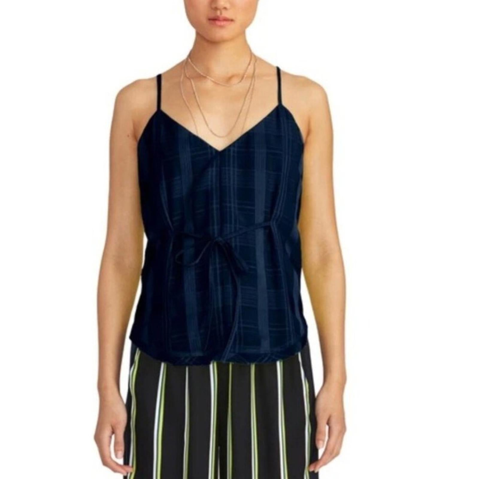 Rachel Roy Jasmin Plaid Tie Camisole Top in True Navy, Size S, New w/Tag