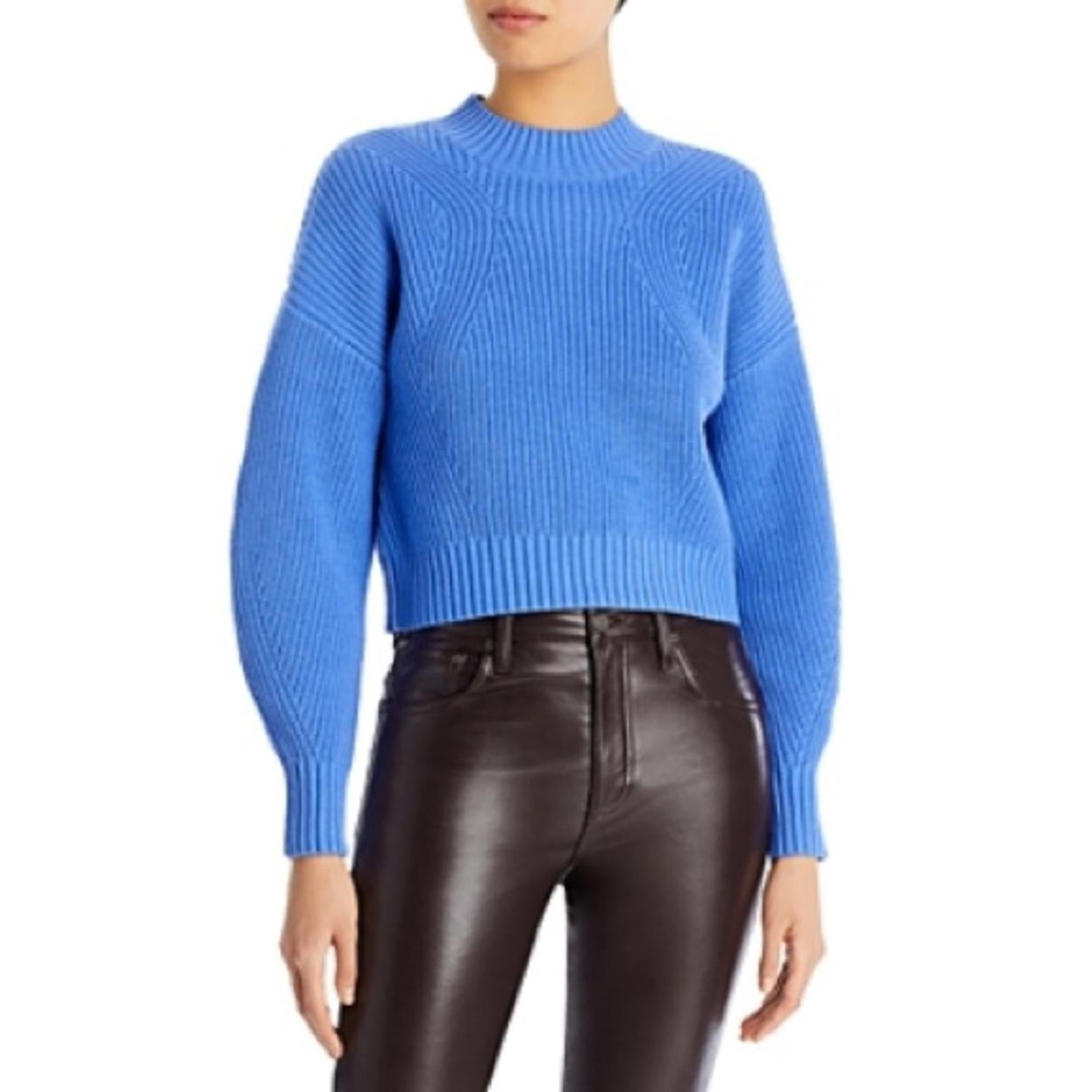 Aqua Bloomingdale's Mia Mock Neck Cropped Sweater in Periwinkle, NWT, Size XL