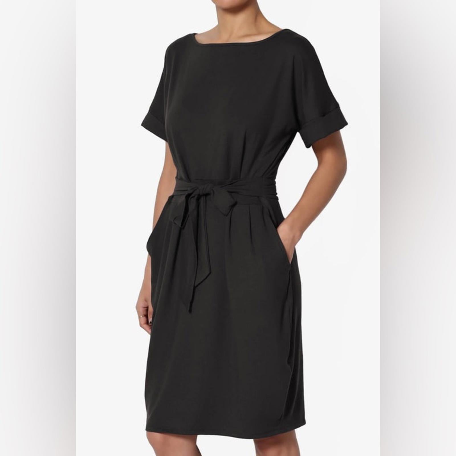 NEXT Tailoring Black Belted Dress, Size UK 20T, EXCELLENT