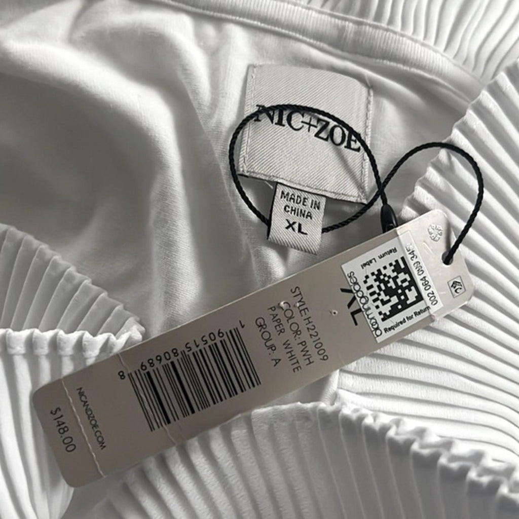 Nic+Zoe Ruffled Up Top Blouse, White, Size XL New w/Tag