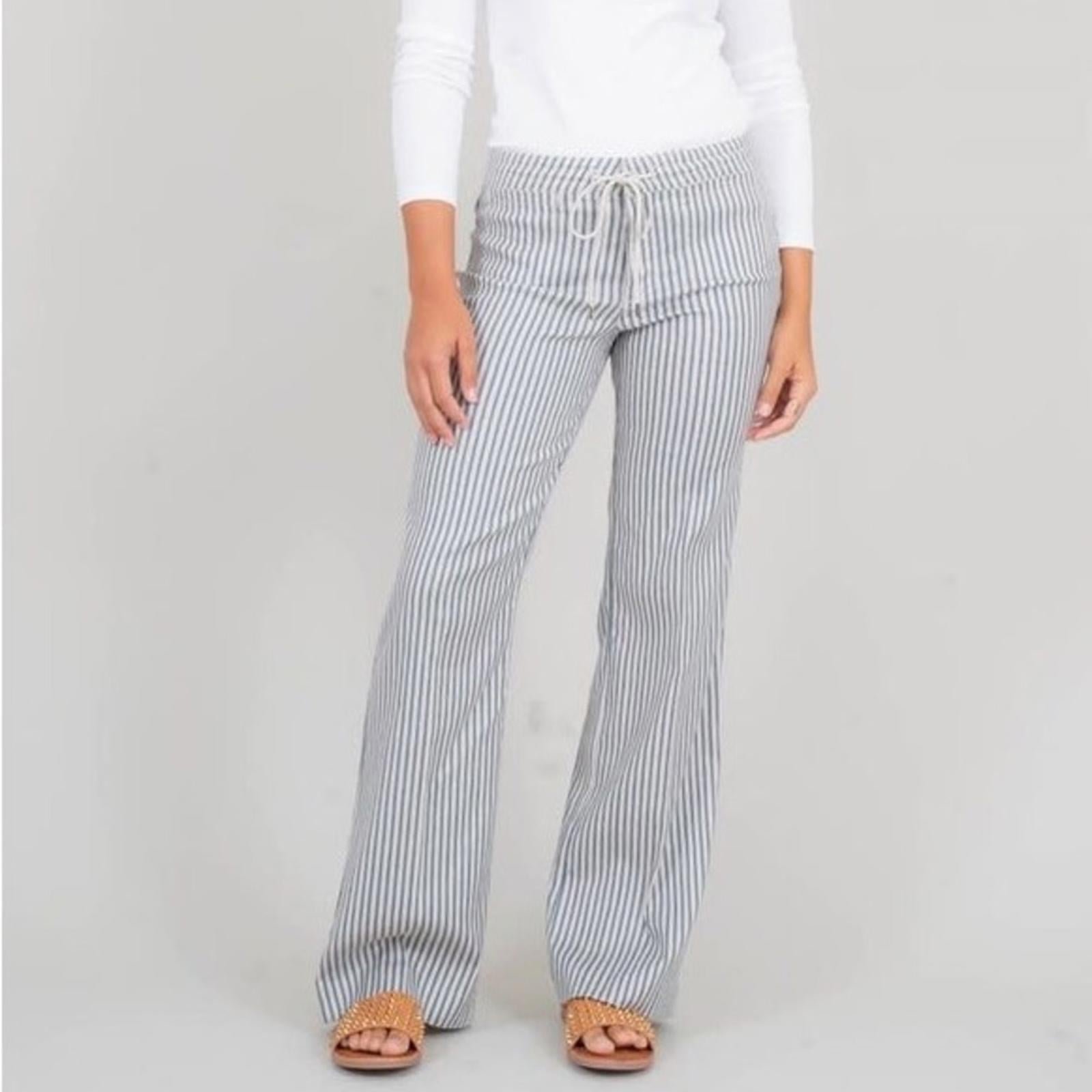 Anthropologie’s Level 99 Elliot Linen-Blend Lounge Pants Nautical Stripe Size 32