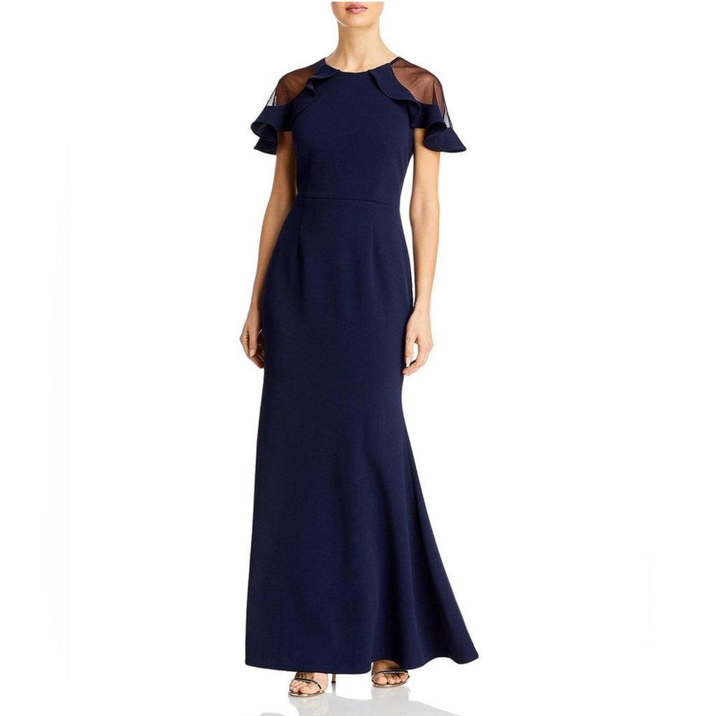 Eliza J. Mush Flutter Sleeve Maxi Dress in Navy, Size 6, NEW