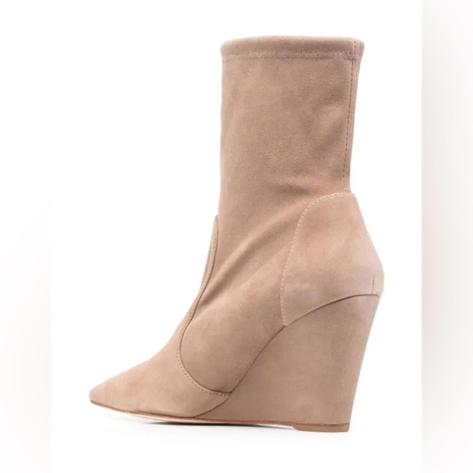 Stuart Weitzman Stuart Concealed-Wedge Sock Bootie Cashmere Stretch, NWT, Size 8