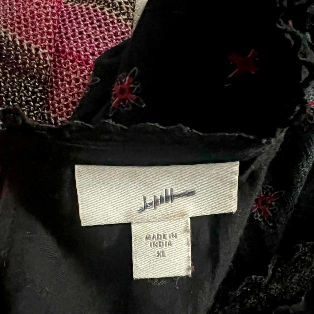 J. Jill Pin-tucked Lace Trim Dress , Black Red Size XL Retail $119
