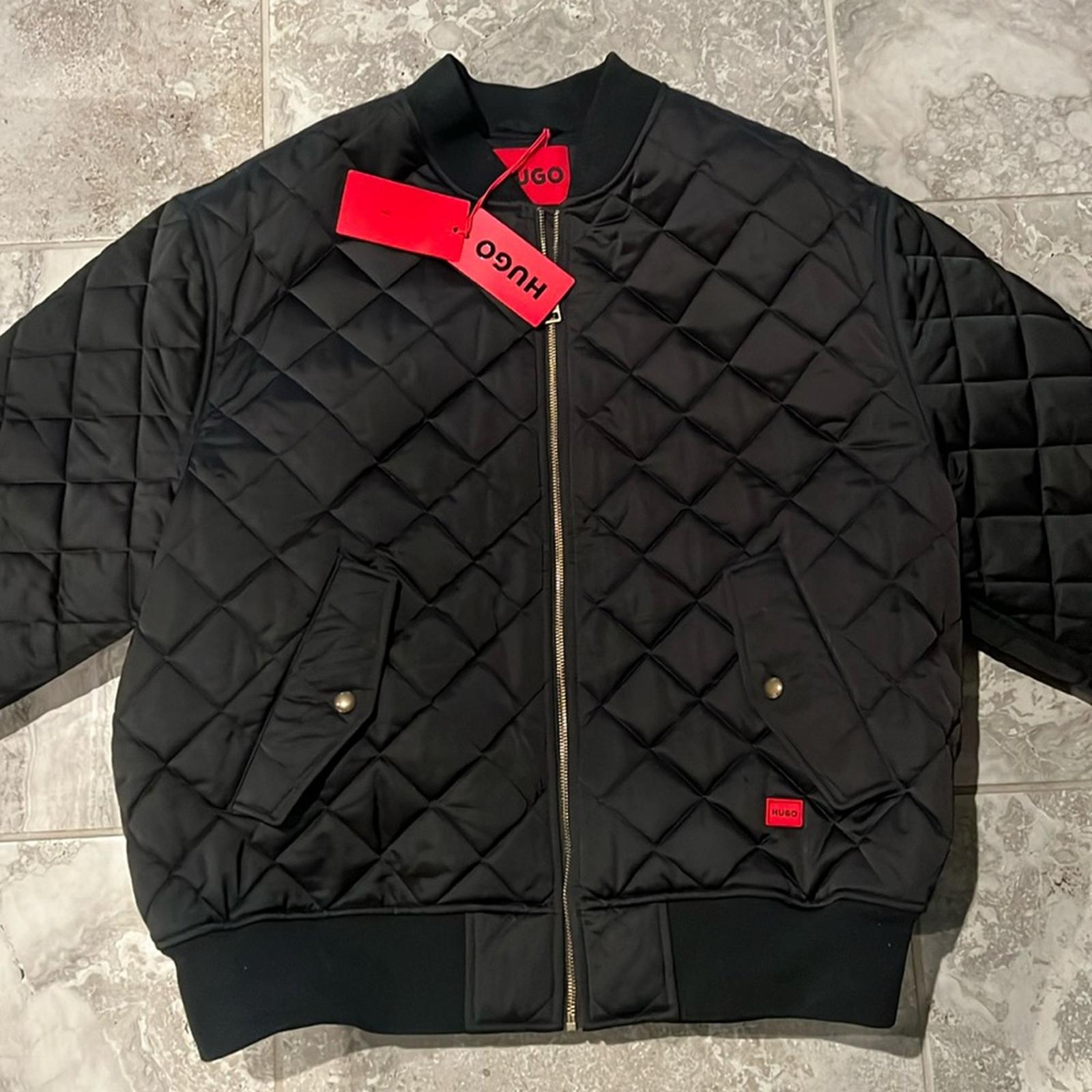 HUGO Bonod Quilted Bomber Jacket in Black, Size XL New w/Tag $445