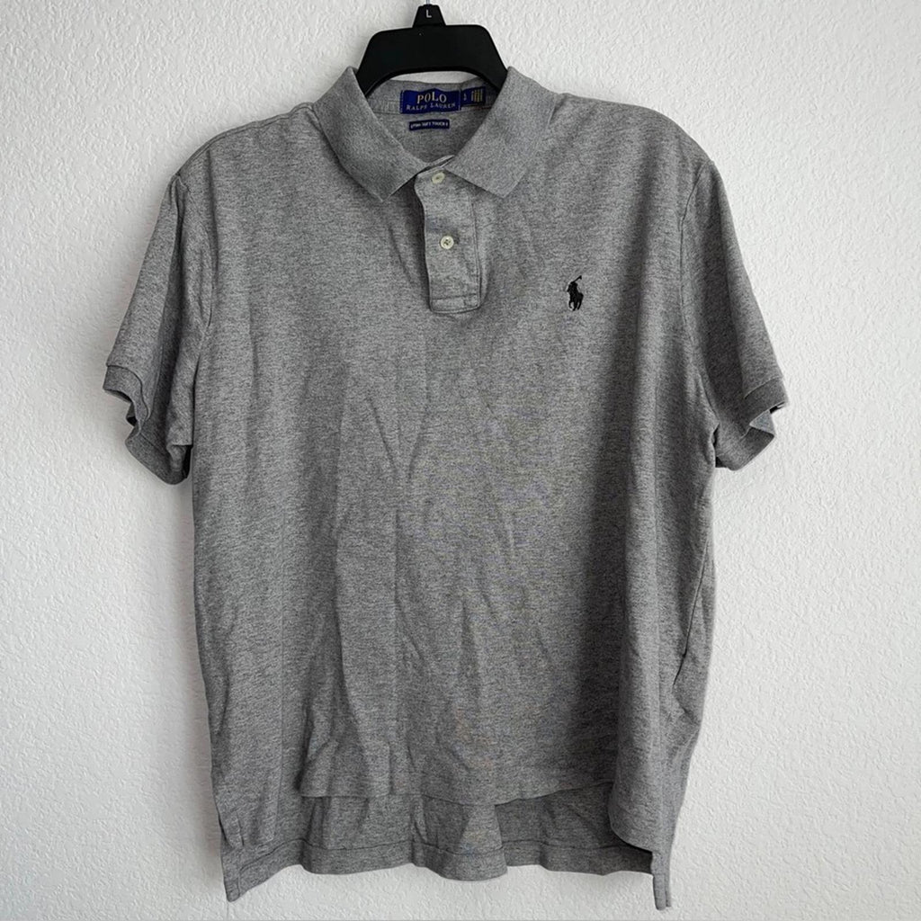 Polo Ralph Lauren Pima Soft Touch Polo Shirt in Heather Grey, Size L EXCELLENT