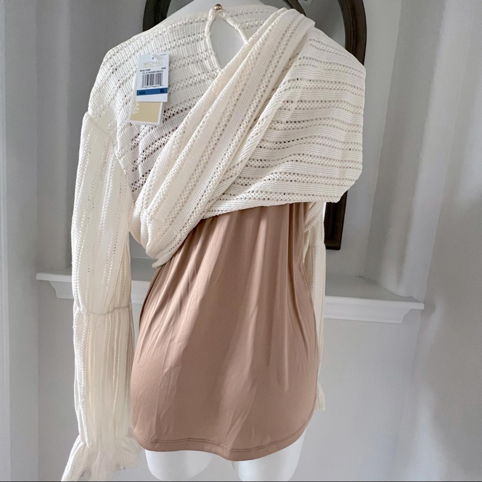 MK Long Sleeve Blouse in Bone/Cream, Size XL New w/Tag