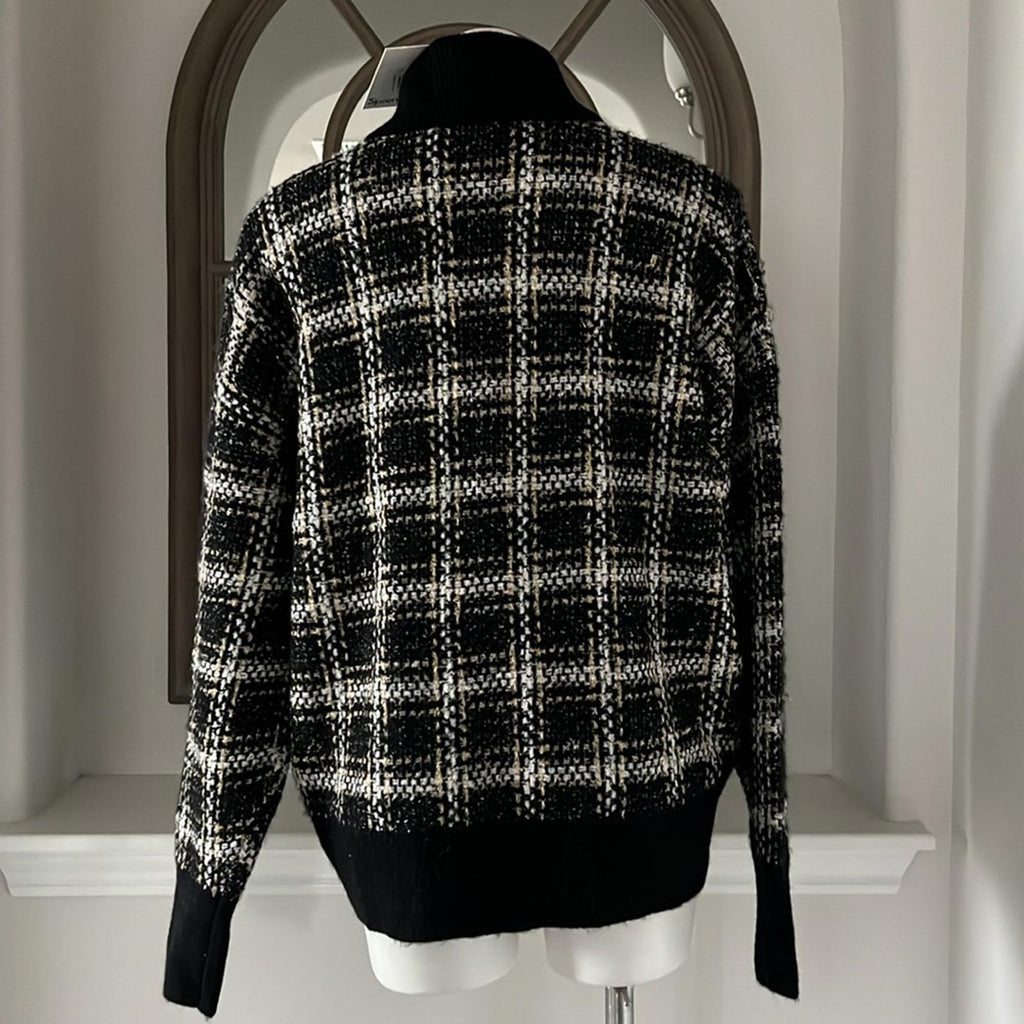 Splendid Ginny Plaid Turtleneck Alpaca & Wool-Blend Sweater Size L NEW $188