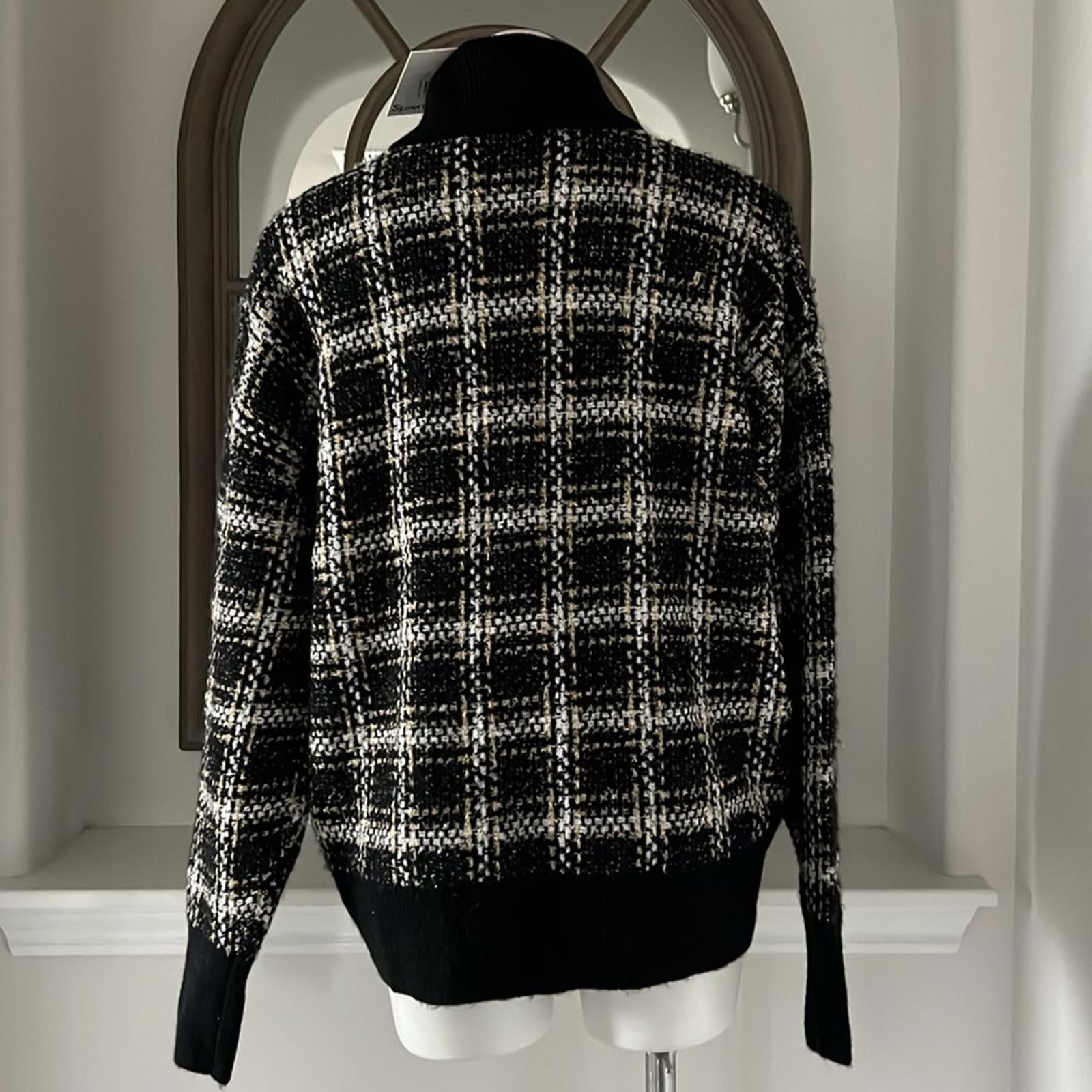Splendid Ginny Plaid Turtleneck Alpaca & Wool-Blend Sweater Size L NEW $188