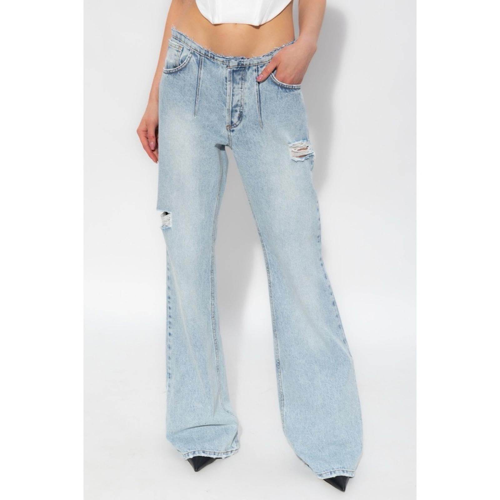The MANNEI Nula High Rise Flare Jeans in Denim, Lt Blue Size 34 New w/Tag $594