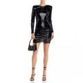 L'Agence Alba Sequin Lace Trim Mini Dress in Black, New w/Tag Retail $495