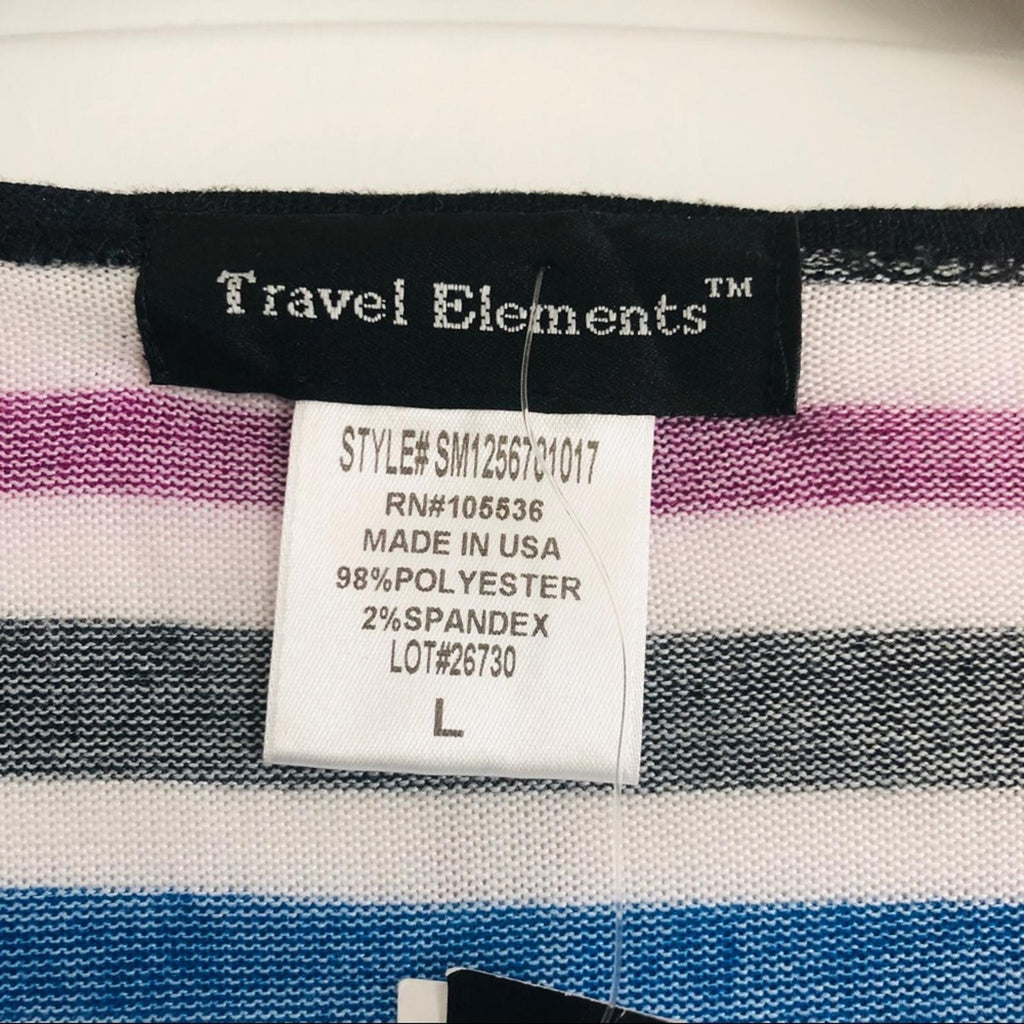 Travel Elements Striped Cardigan, Poncho Knit Sweater Size L New w/Tag