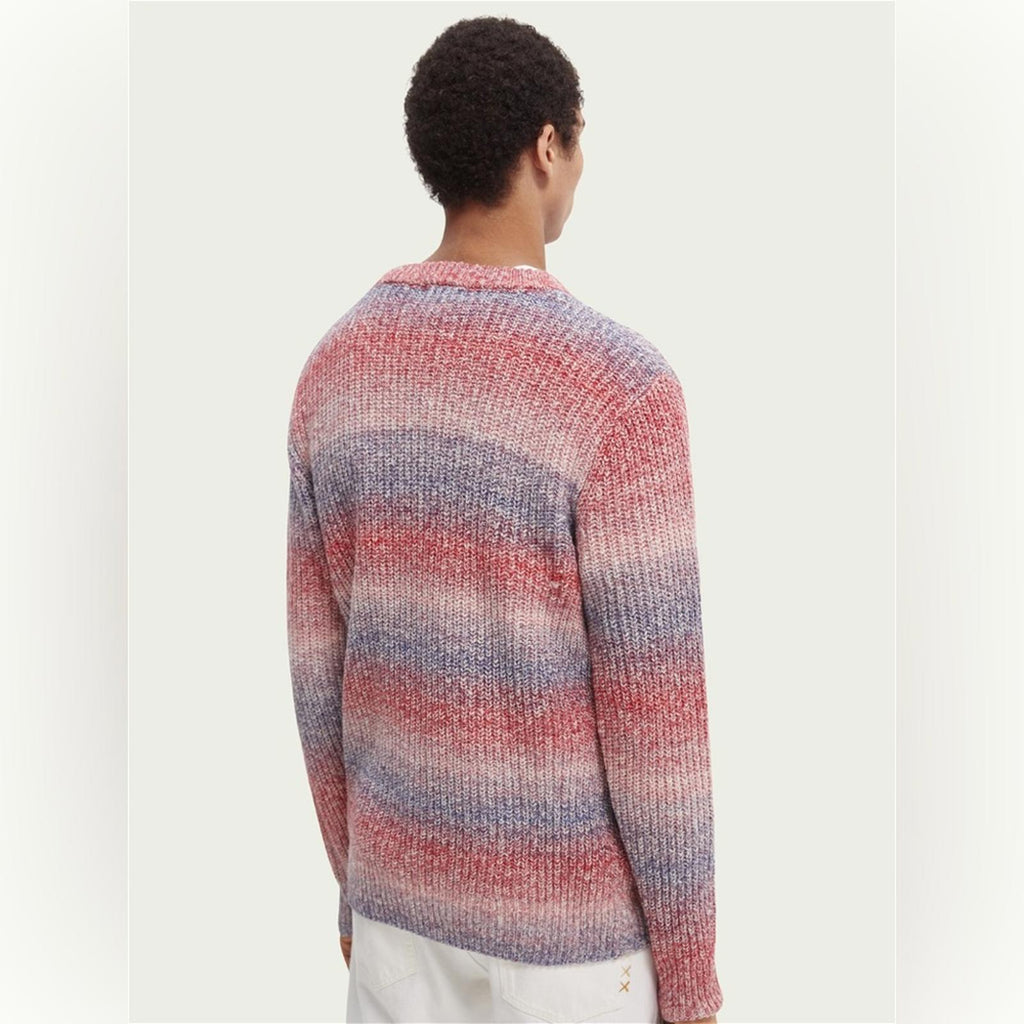 Scotch & Soda Gradient Cotton-Blend Crewneck Sweater in Blue Combo Size L NWT