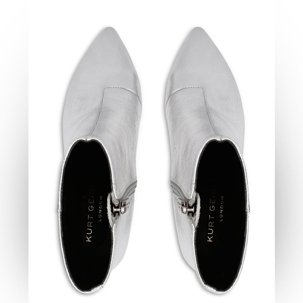 Kurt Geiger Burlington Block Heel Ankle Booties, Silver Size EU 37, New w/o Box