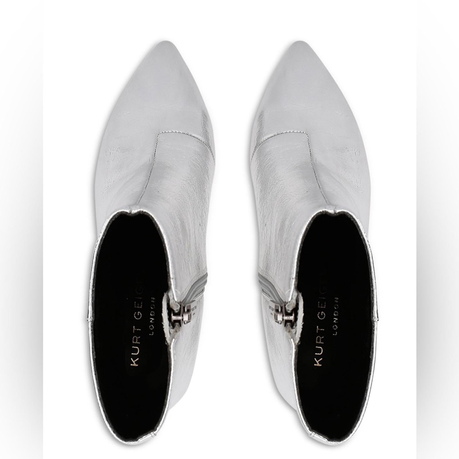 Kurt Geiger Burlington Block Heel Ankle Booties, Silver Size EU 37, New w/o Box