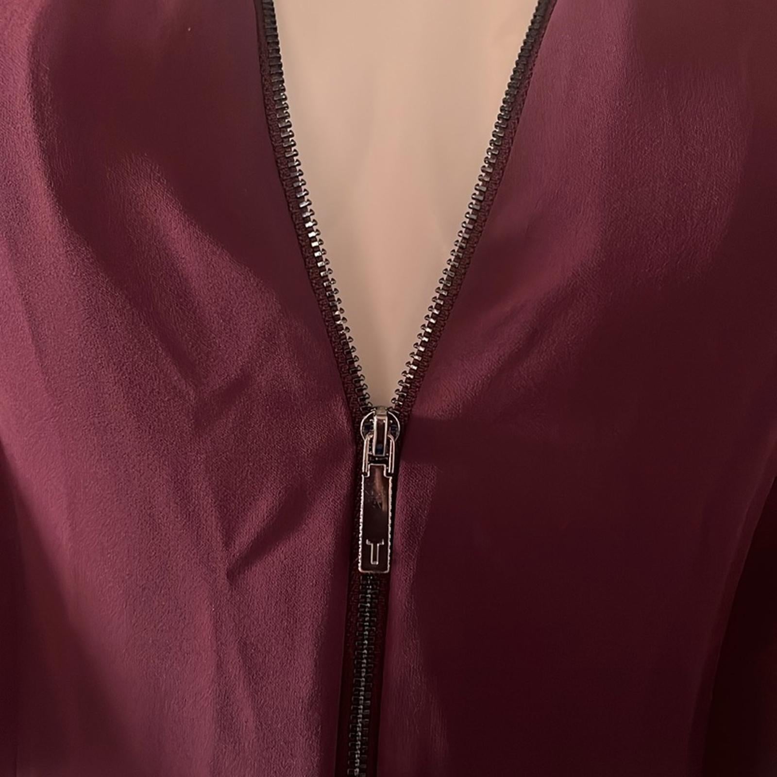 Ted Baker Kasiane Zip-Front Midi Dress in Burgundy Poplin, Size 1/XS Retail $329