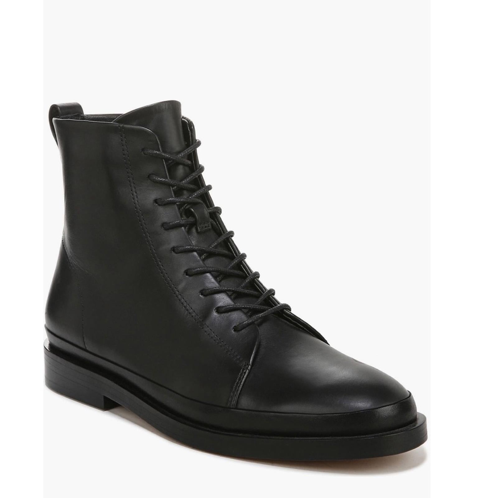 Vince Cooper Leather Lace-Up Bootie in Black Size 7.5 , New