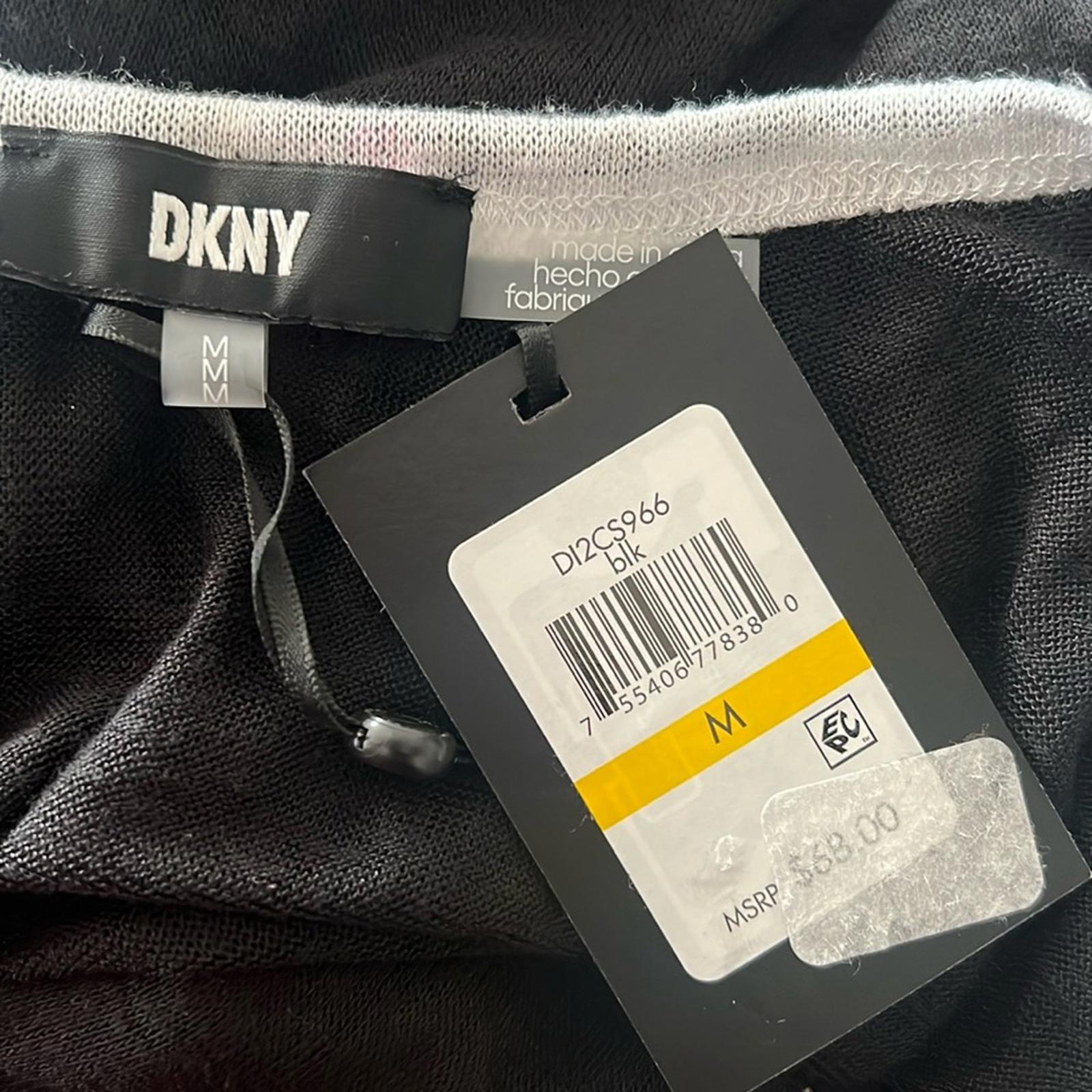 DKNY Swimwear Strappy Dress Cover-Up in Black/White Trim, Size M NEW w/Tag