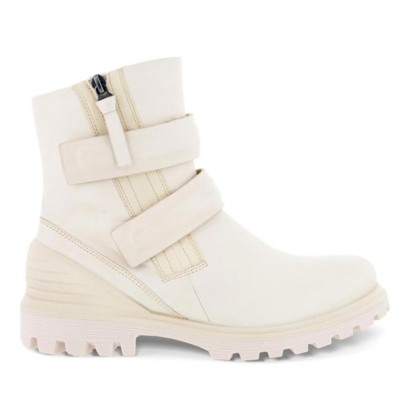 ECCO Tredtray Moto Bootie in Limestone Leather, Size EU 38 NEW in Box