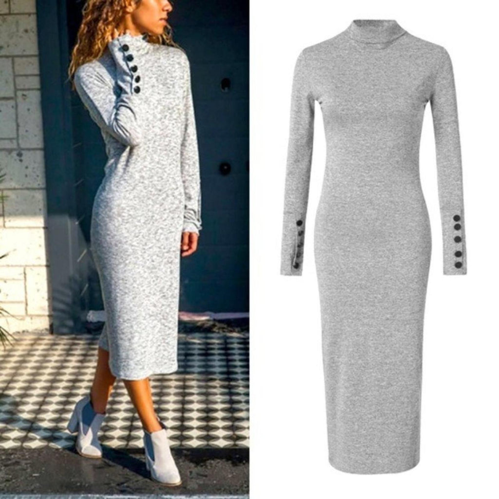 J.Jill Sweater Dress Turtleneck Long Sleeve Heather Grey Size M New w/Tag