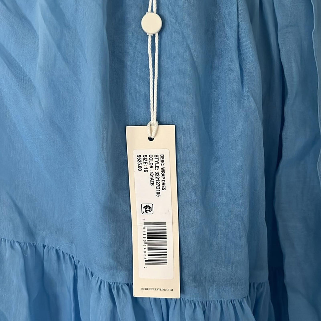 Rebecca Taylor Wrap Back Maxi Dress in Azul Blue, NWT, Size 16, Retail $525