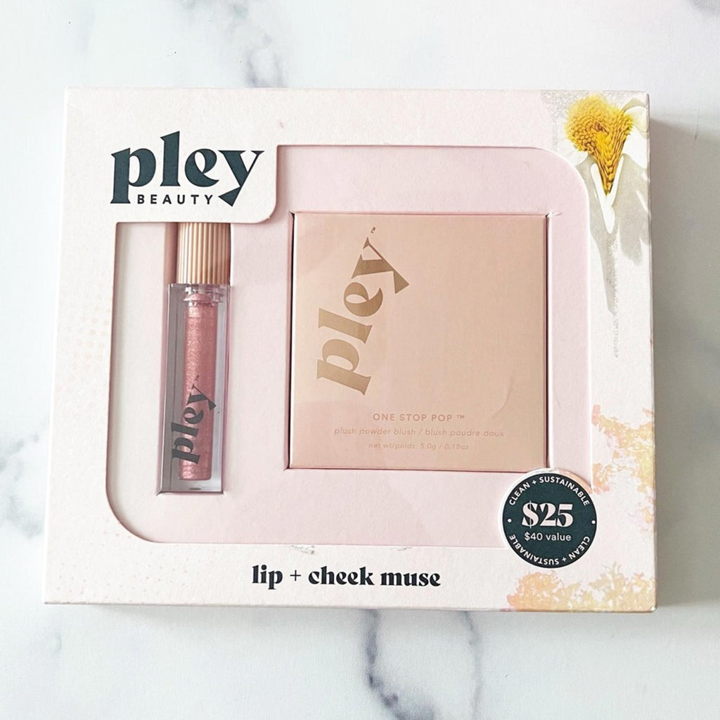PLEY BEAUTY 2-Piece Glossy Lip Lacquer &Plush Powder Blush Set $40 Value Revolve