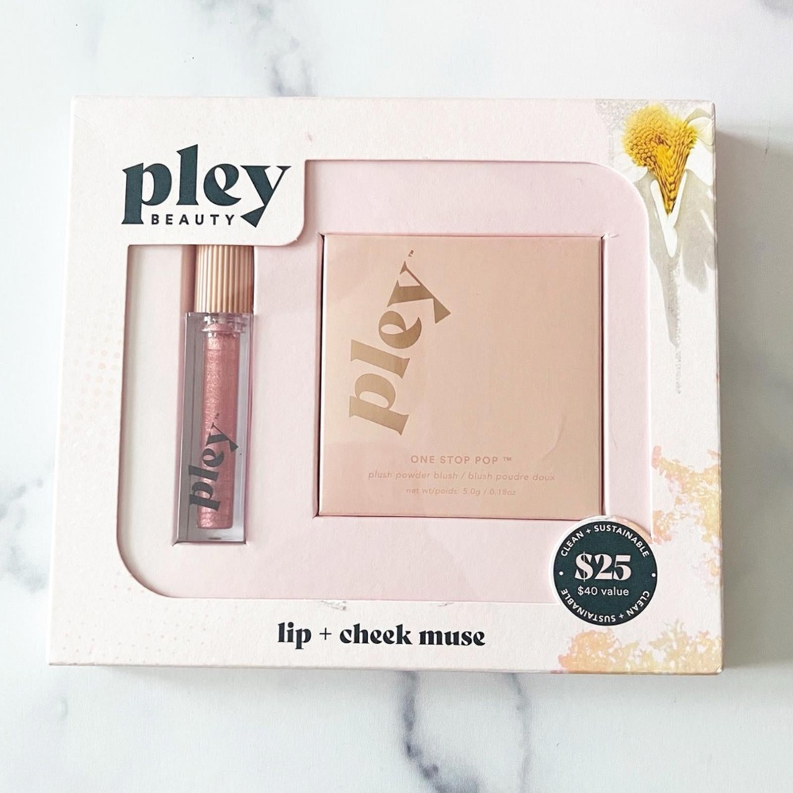 PLEY BEAUTY 2-Piece Glossy Lip Lacquer &Plush Powder Blush Set $40 Value Revolve