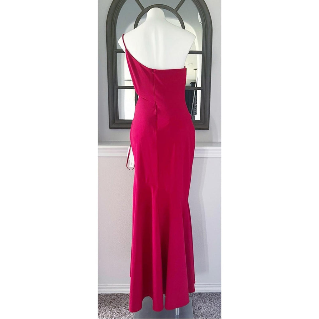 AQUA Scuba Crepe One-Shoulder Dress Bloomingdale’s Exclusive Size 12 NWT $258