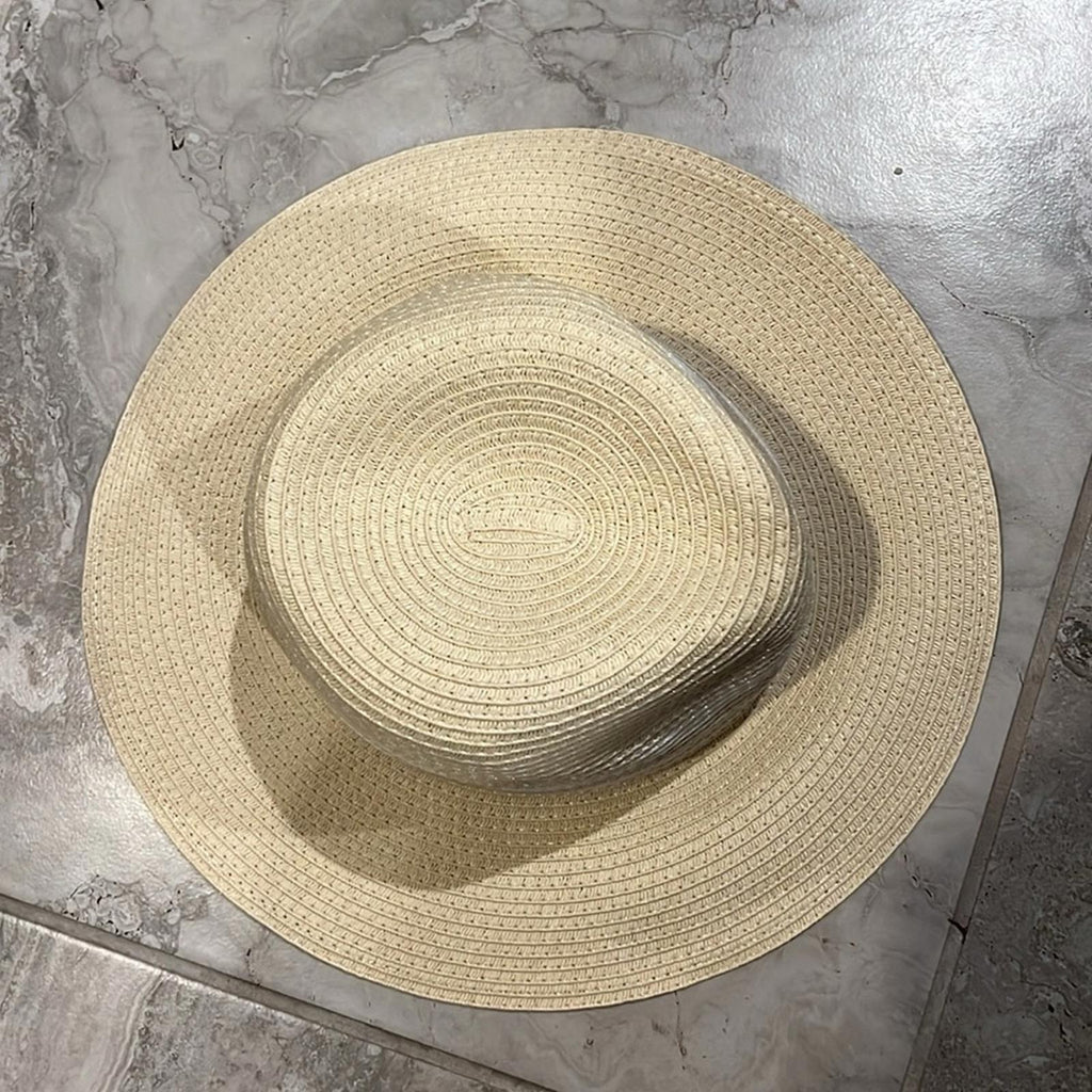 INC Striped Packable Panama Hat, Light Natural, One Size New w/Tag Retail $44.50