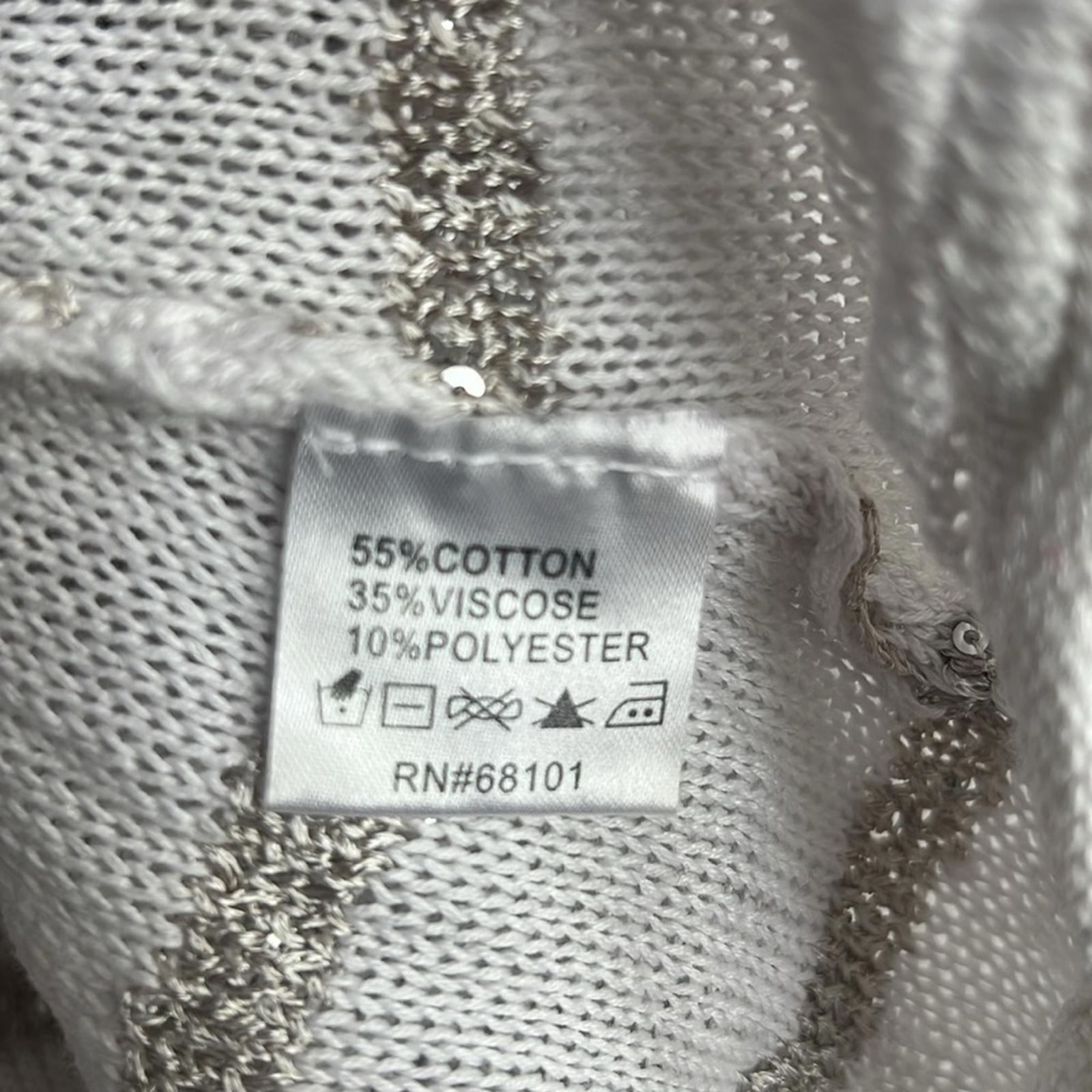 Belldini Elegant White/Silver Sequined Striped Women's Sweater Size XL EXCELLENT