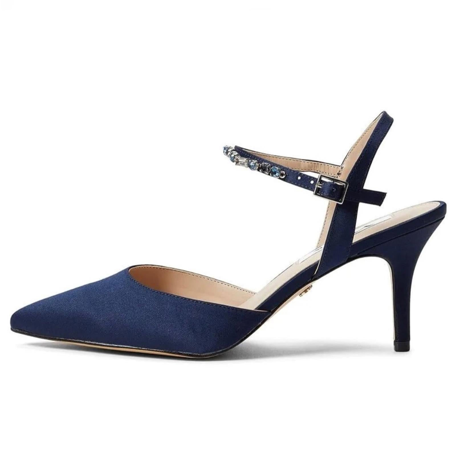 NEW Nina Tucker Crystal Dress Pump, New Navy Luster Satin Size 10M (New in Box)