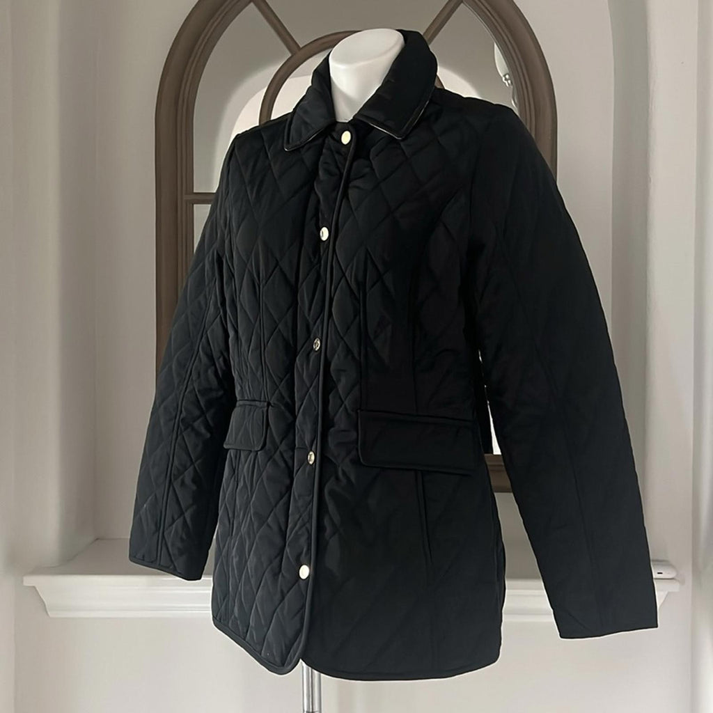 Jones New York 5-Button Quilted Jacket in Black, Size M EXCELLENT!