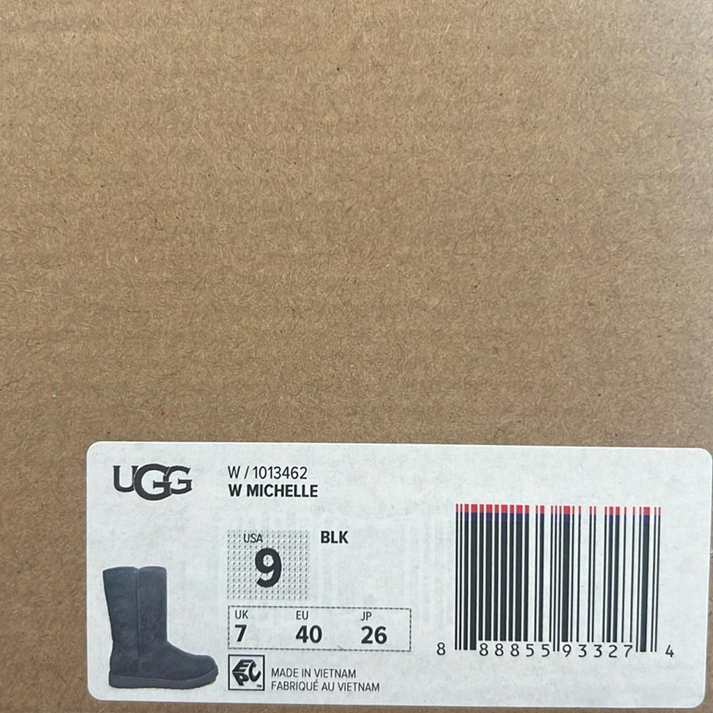 UGG Michelle BLACK Pull-On Suede Fur Lined Boots, Size EU40/ US9 NWT S/N 1013462